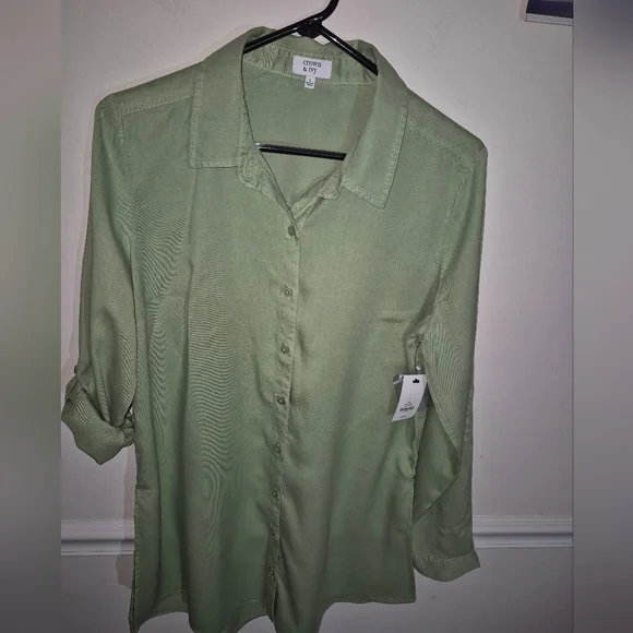 CROWN & IVY 100% LYOCELL Button-Up Shirt - Picture 2 of 10